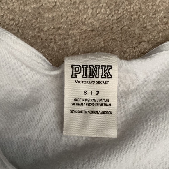 PINK white tank top with bling pineapples on front size small - Picture 2 of 3